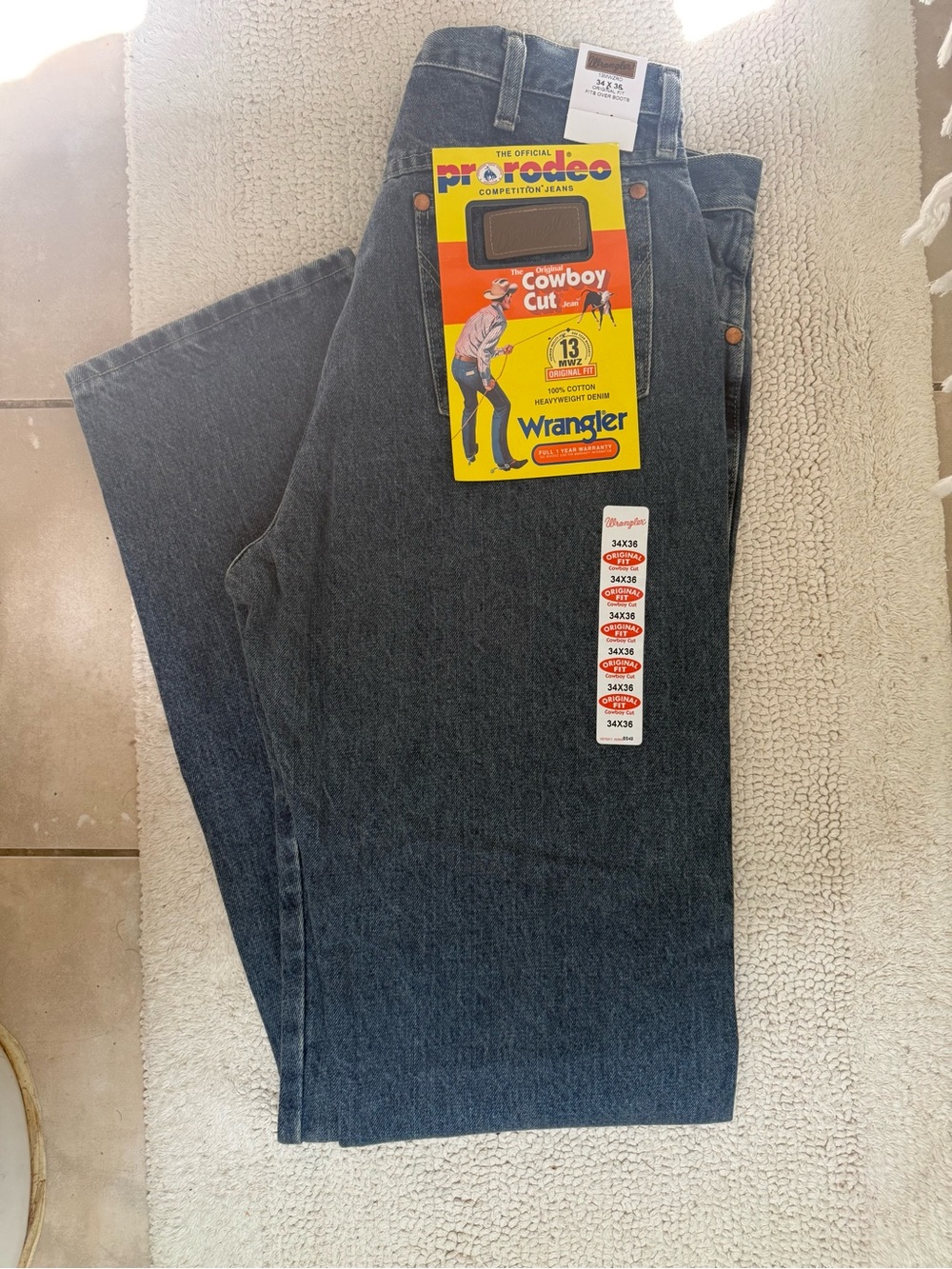 Wrangler Cowboy Cut Pro Rodeo Jeans Men’s 34x36 Dark Wash NWT
